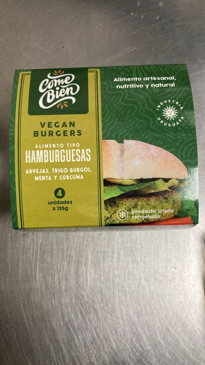 HAMBURGUESA ARVEJA, TRIGO BURGOL, MENTA Y CÚRCUMA X4 COME BIEN 