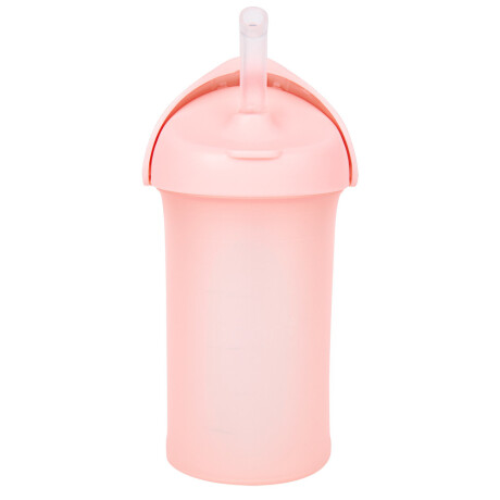 Vaso silicona con sorbito antivuelco y tapa rosa