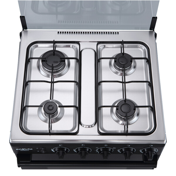 Cocina A Gas Enxuta 4 Hornallas Con Grill Cenx9604i NEGRA
