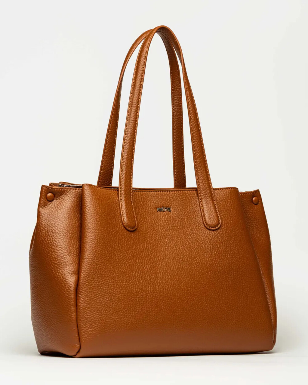 Shopper Erin en efecto cuero graneado Tabaco