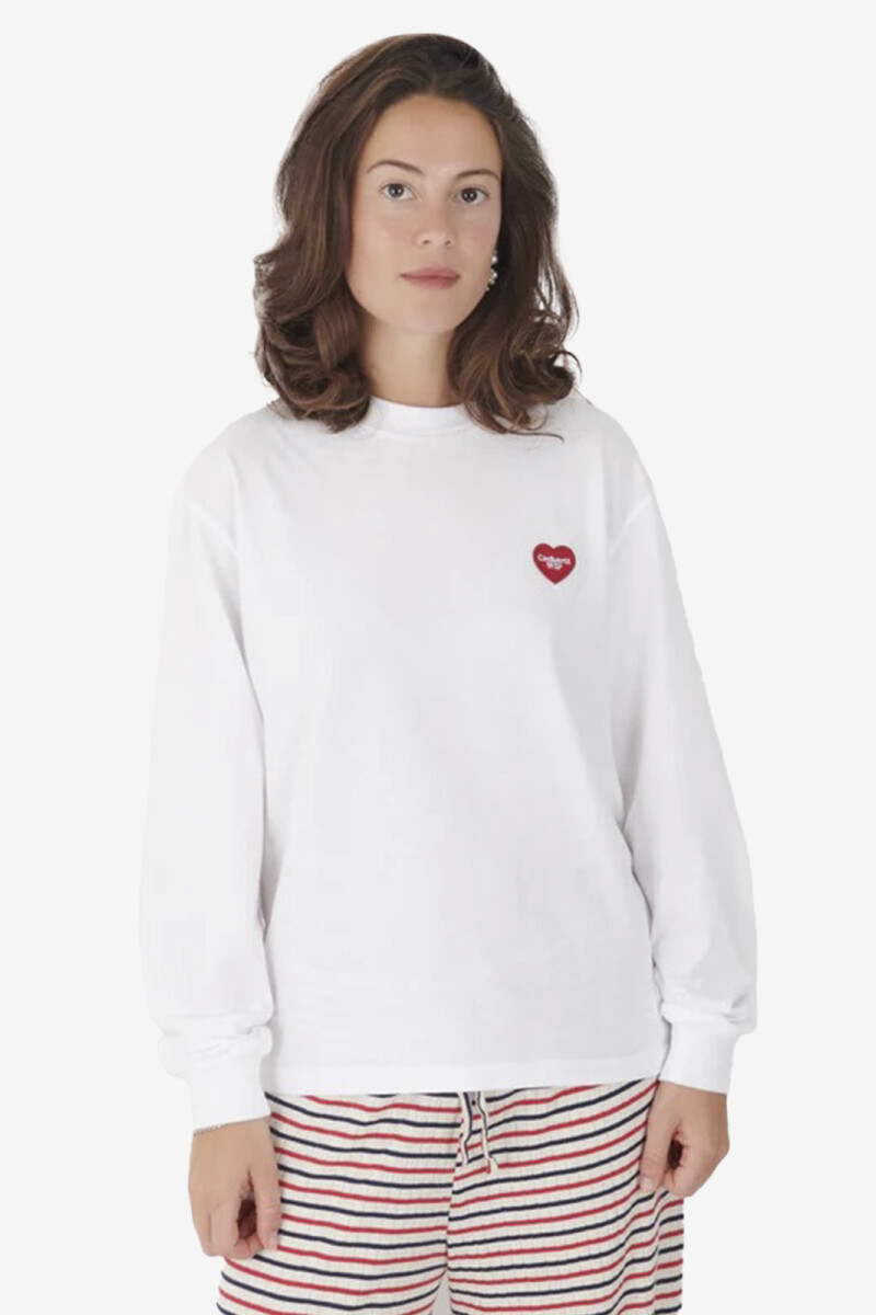 W' L/S HEART PATCH T-SHIRT Blanco
