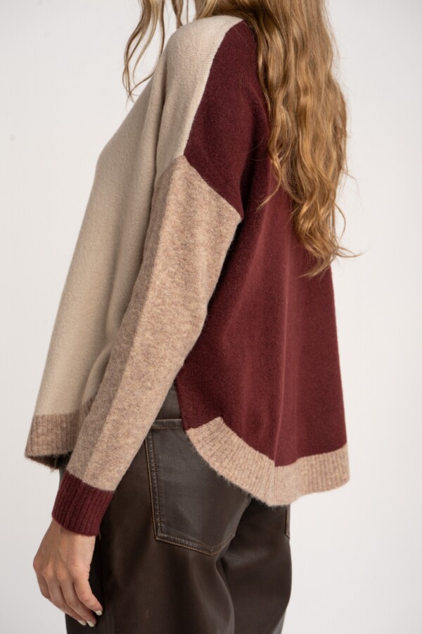 Sweater Color Block Bordeaux
