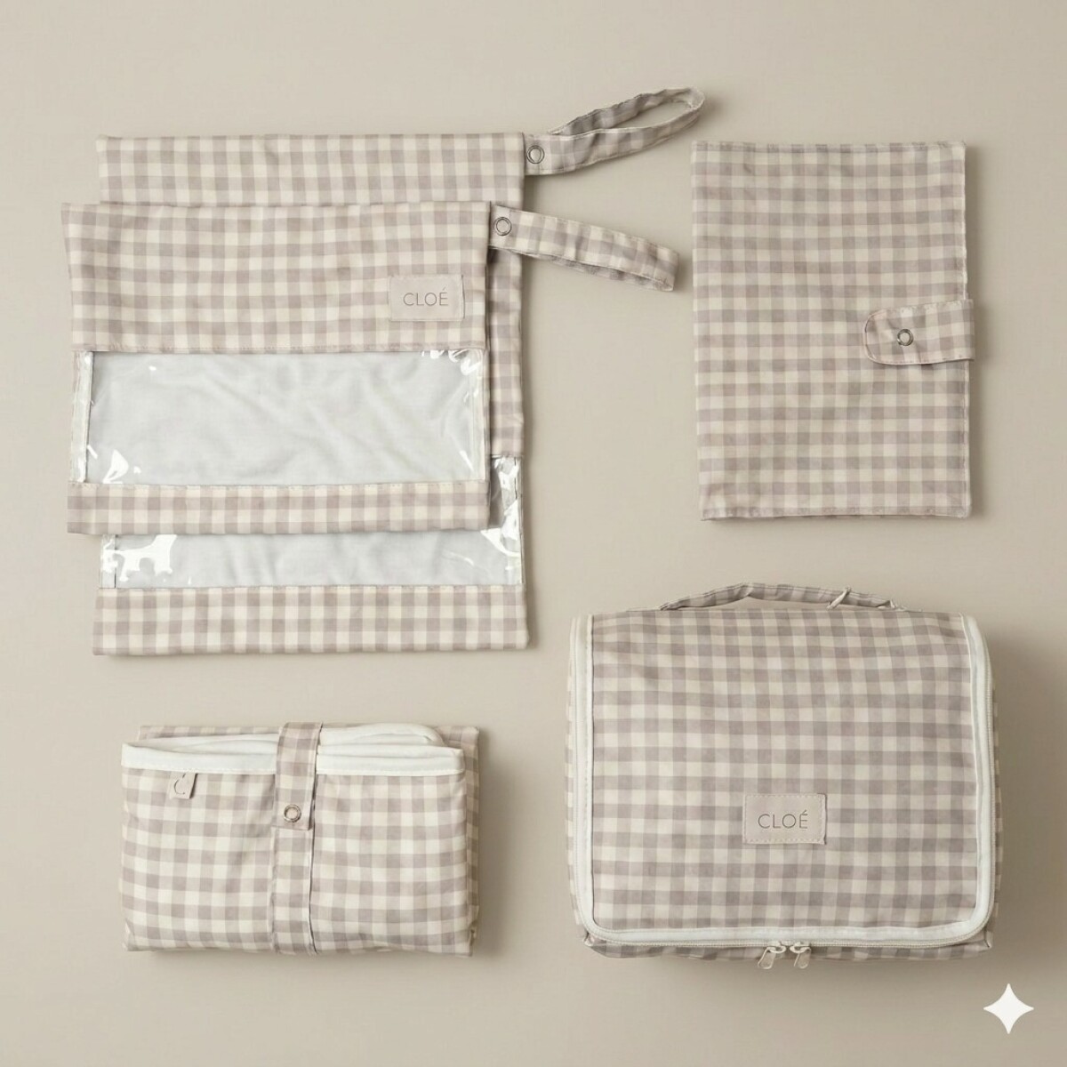 Set Para Paseos - Vichy Gris 