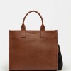 Cartera de mano Capri en cuero graneado Tabaco Niquel