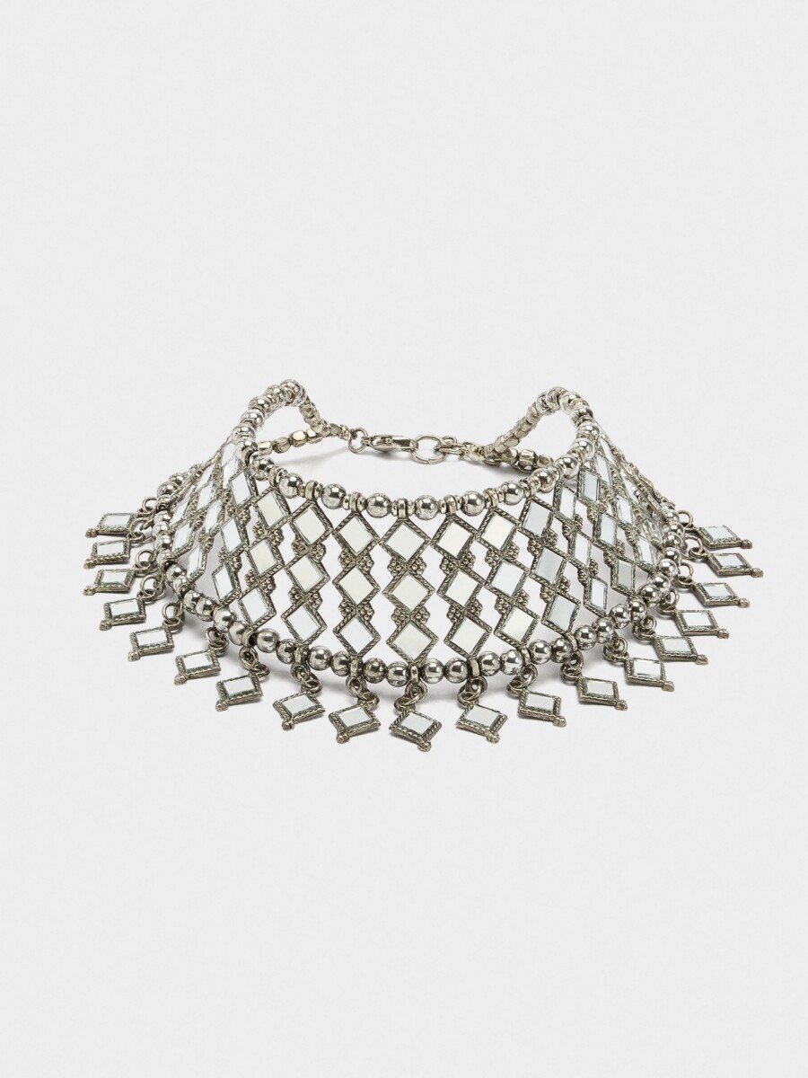 Choker De Rombos Espejo plateado