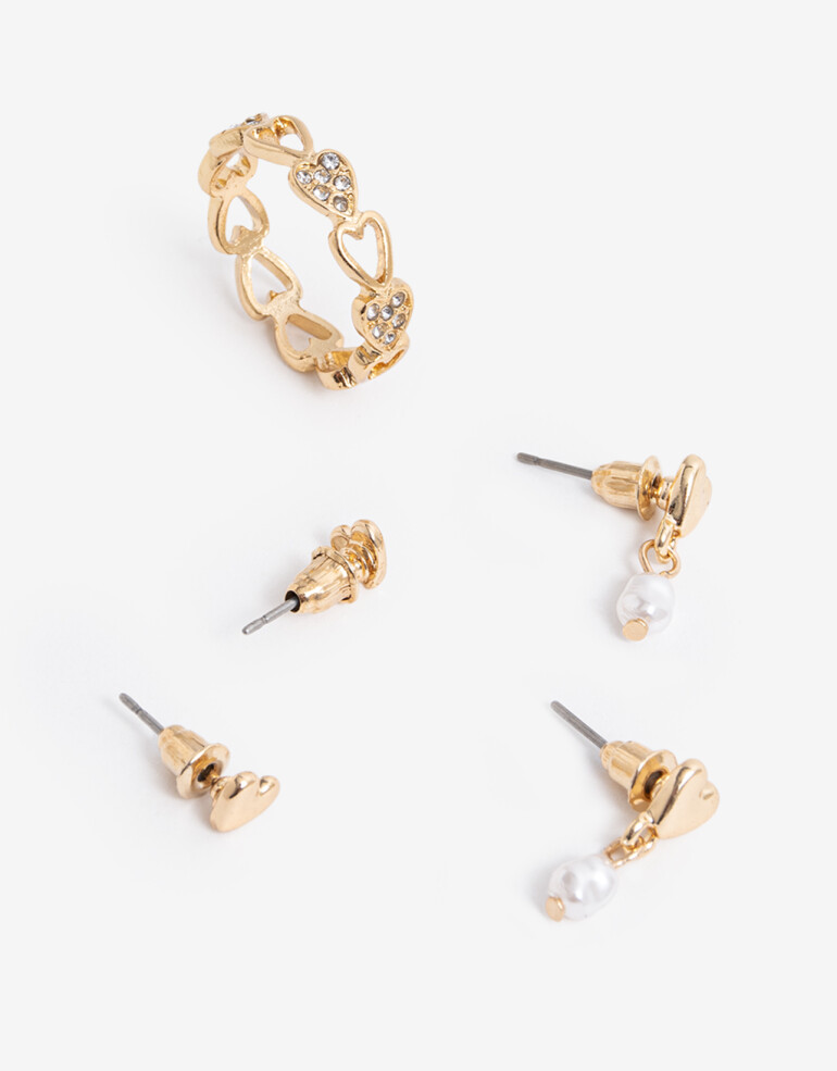 Bijouterie Set Metal Bijou Set Corazón Metal - Dorado