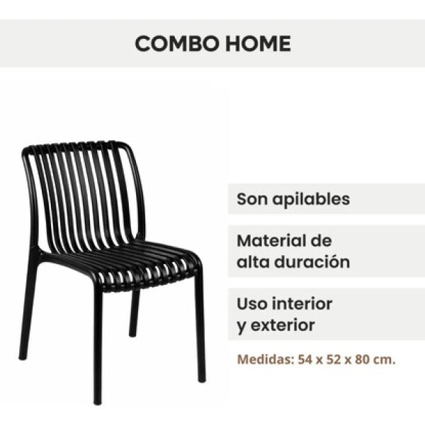 Silla Comedor Cocina Vetro Isabelini Interior Exterior Negro 1