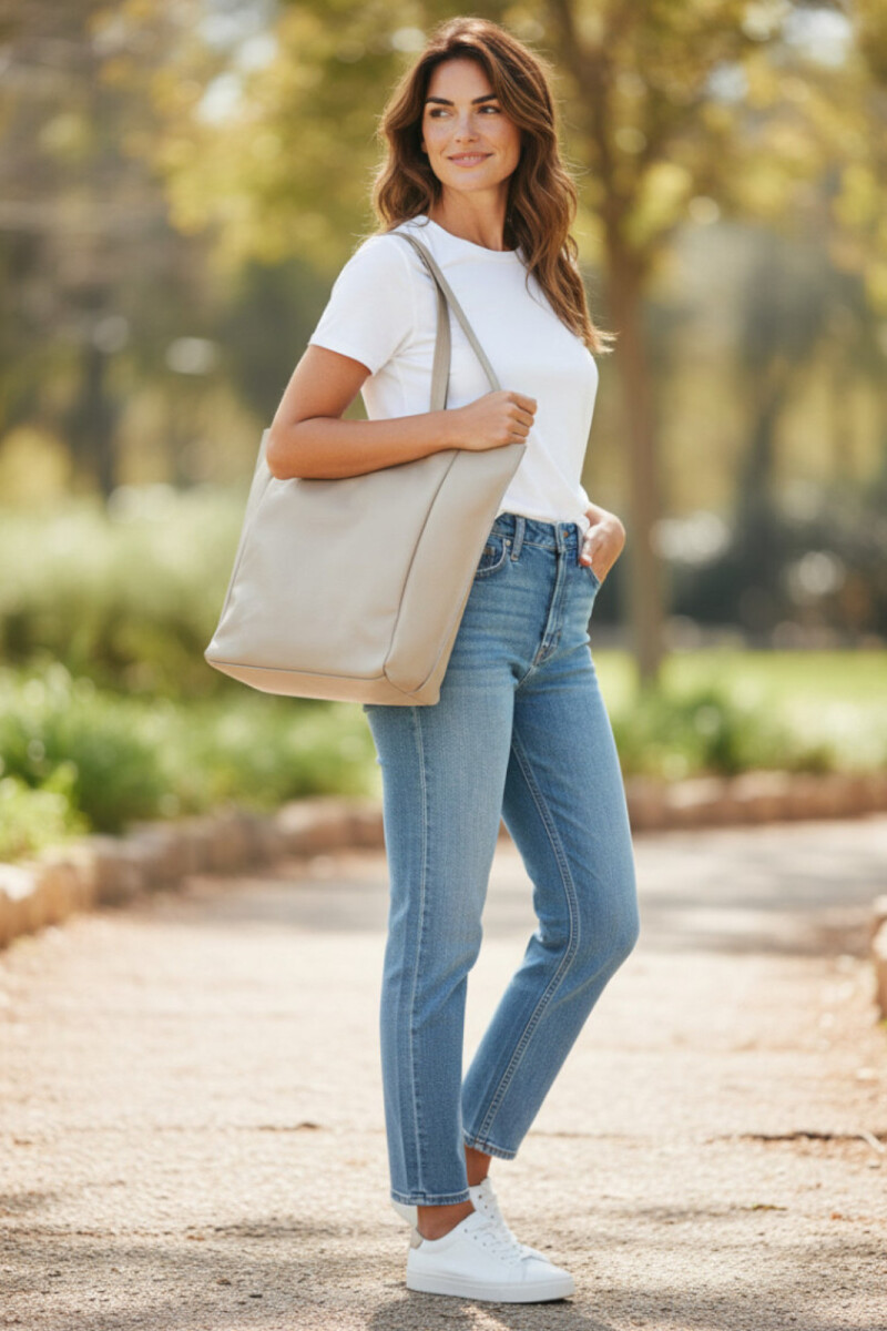 Tote Bag de cuero Beige
