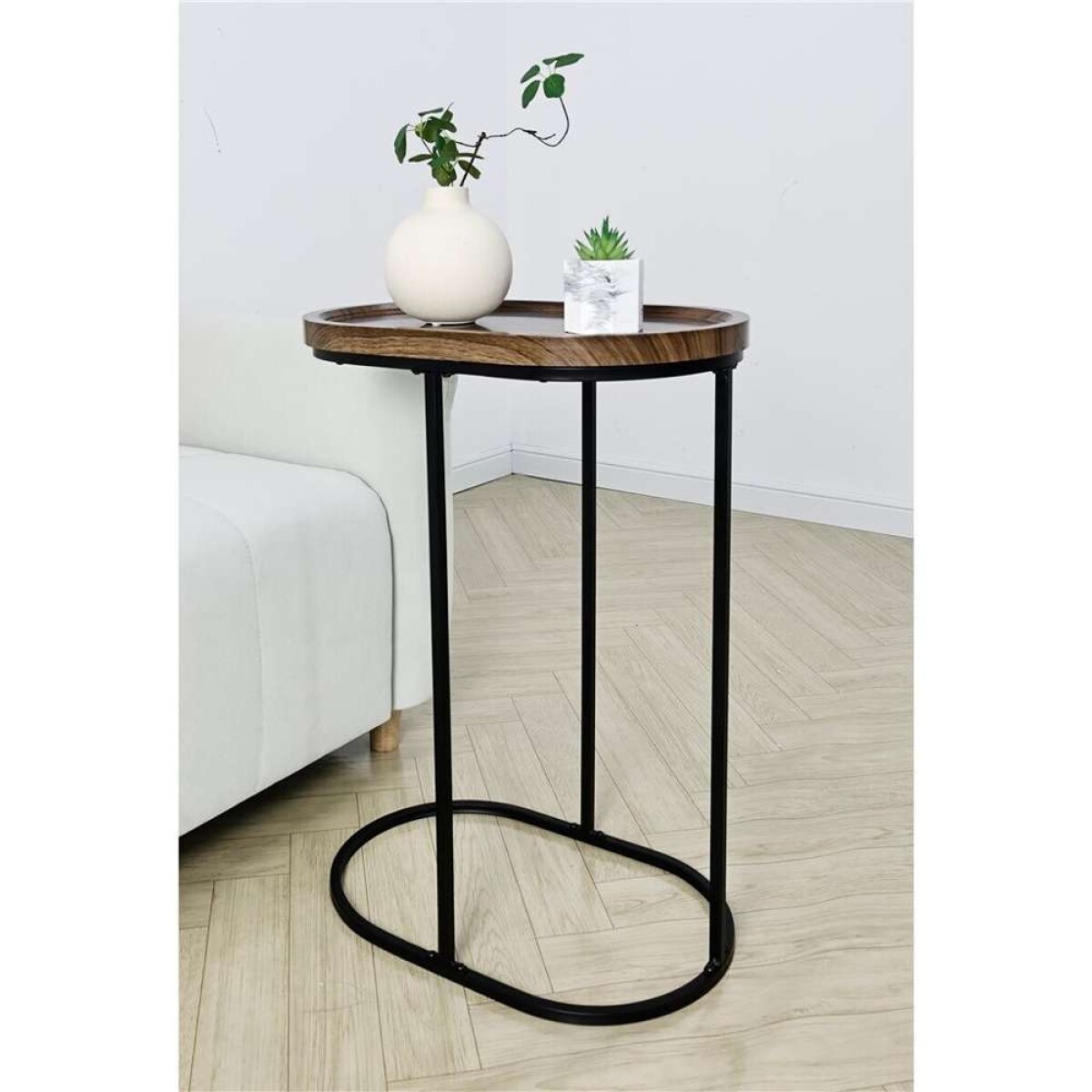 Mesa Auxiliar 455X30X60Cm - Madera Y Metal 