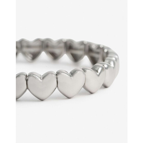 Pulsera Elástica Corazón Plateado Rodio