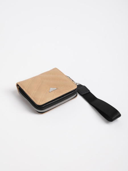 Billetera capitoneada diagonal Beige
