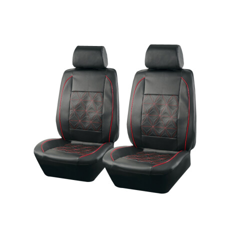 Cubreasiento Pick Up Eco Cuero Negro Con Detalles Bordados En Rojo Y Gris 4 Piezas Cubreasiento Pick Up Eco Cuero Negro Con Detalles Bordados En Rojo Y Gris 4 Piezas