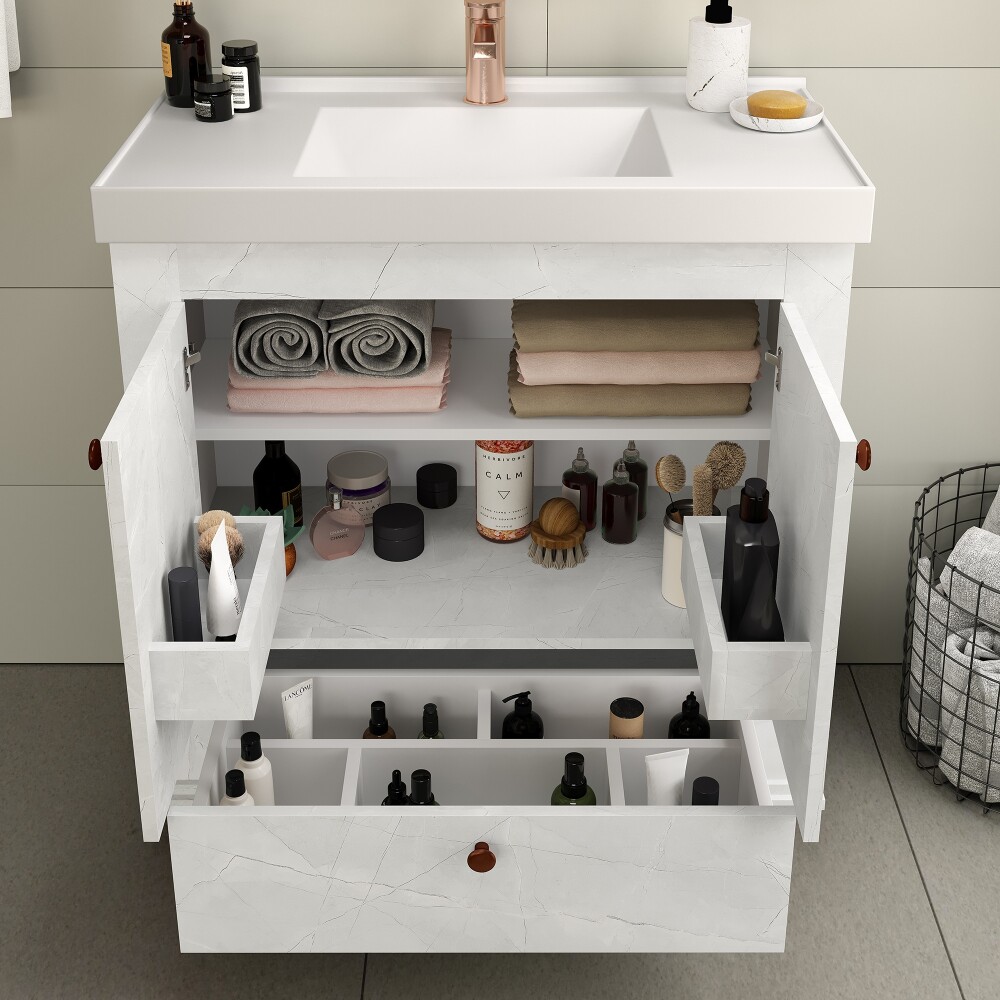 CONJUNTO DE BAÑO VALENCIA CRISTAL 80 CM / MUEBLE + BACHA + ESPEJO Conjunto De Baño Valencia Cristal 80 Cm / Mueble + Bacha + Espejo