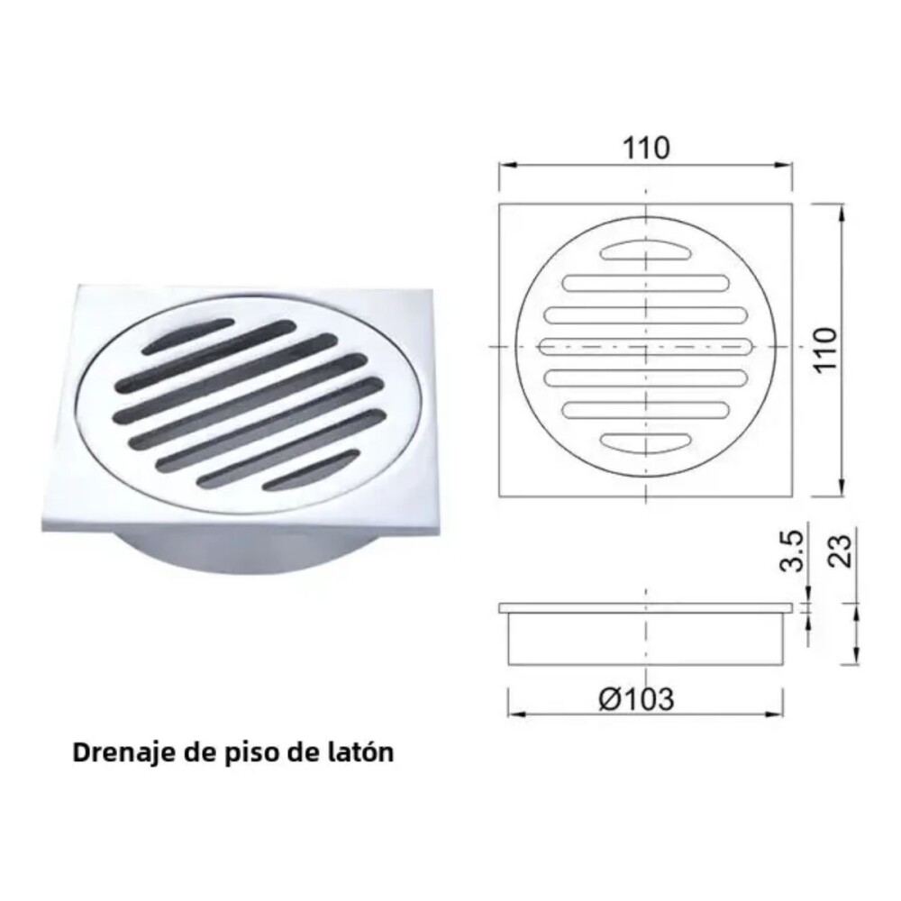 Rejilla cromada con rosca y aro 10x10 Rejilla Cromada Con Rosca Y Aro 10x10
