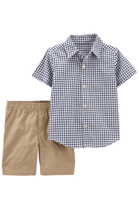 Set dos piezas de algodón, short y camisa Sin color