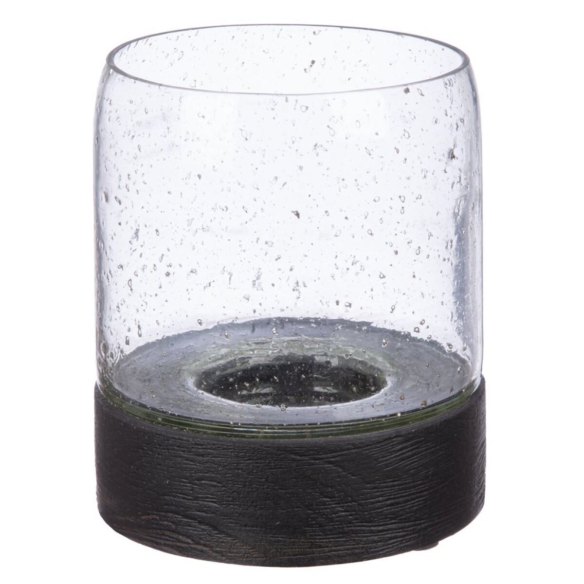 FAROL DE MADERA MANGO D12x15CM MARRON TRANSPARENTE 
