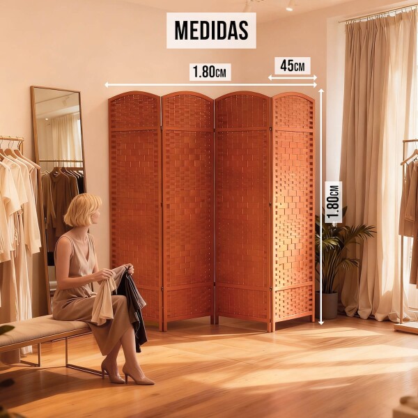 Biombo Divisor Separador Ambientes 4 Paneles Rattan 180m Rattan Imback Color Marron Cedro Biombo Divisor Separador Ambientes 4 Paneles Rattan 180m Rattan Imback Color Marron Cedro