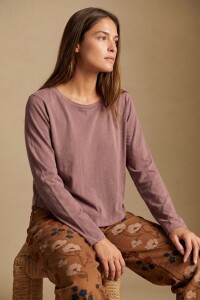 Remera Algodon Lavado Marron