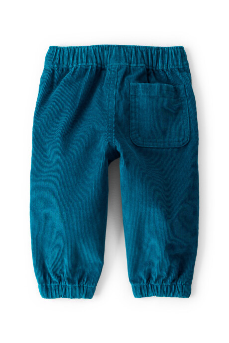Set dos piezas, pantalón de pana azul y buzo de algodón, diseño fair isle Sin color