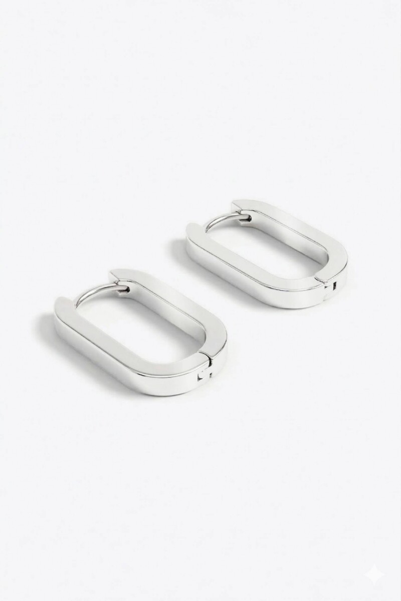 Aros acero cuadrado plateado