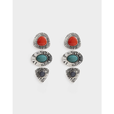 Aros Colgantes Largos Piedra Plateado