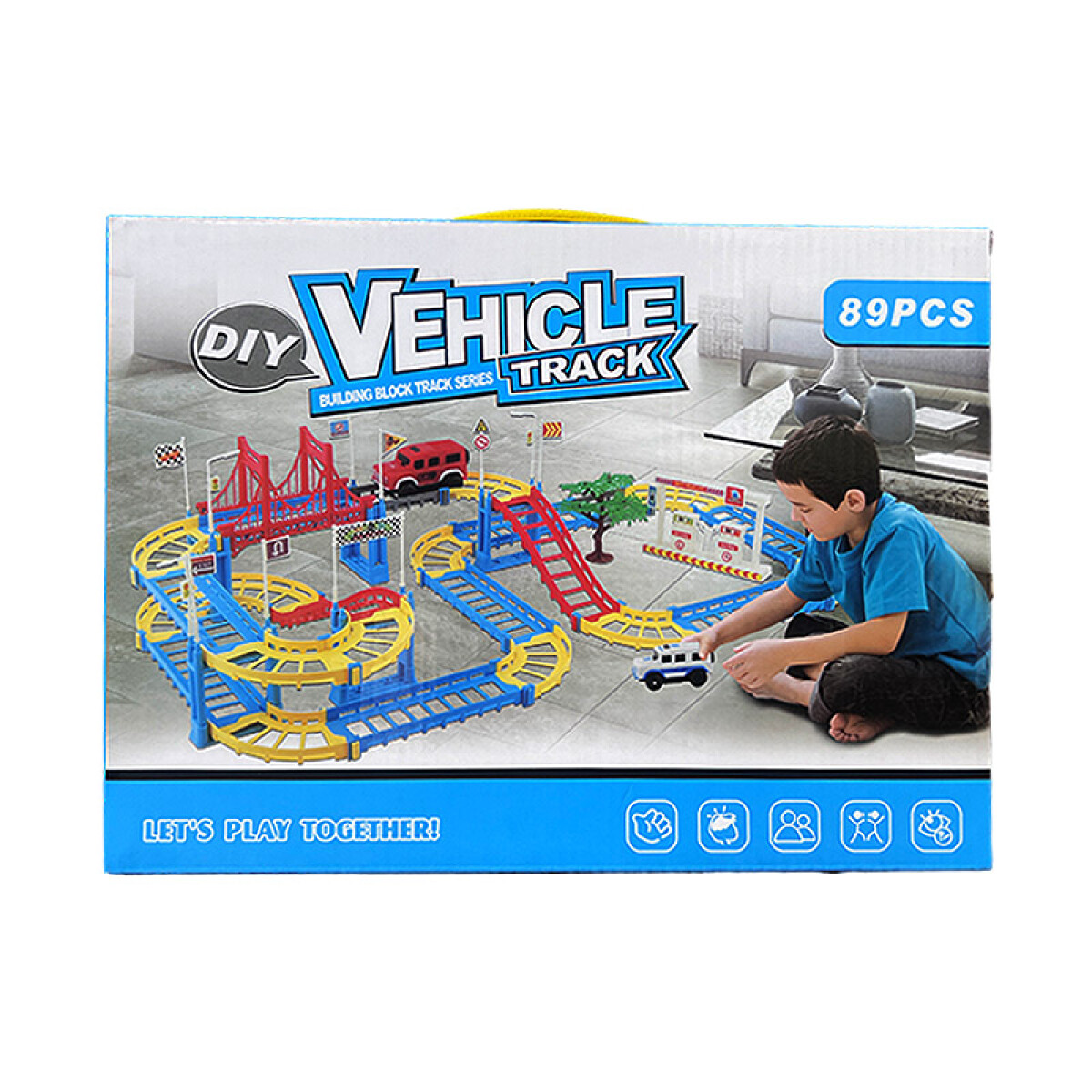 Outlet Pista de Autos c/accesorios 89 pcs caja 33x24x6.6cm - Outlet Pista De Autos C/accesorios 89 Pcs Caja 33x24x6.6cm 