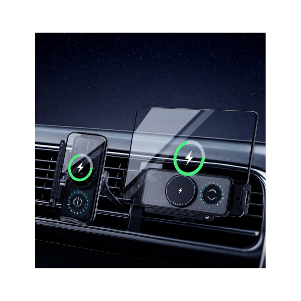 Soporte Y Cargador Magnetico Para Celular Autoajustable Electronicamente Soporte Y Cargador Magnetico Para Celular Autoajustable Electronicamente