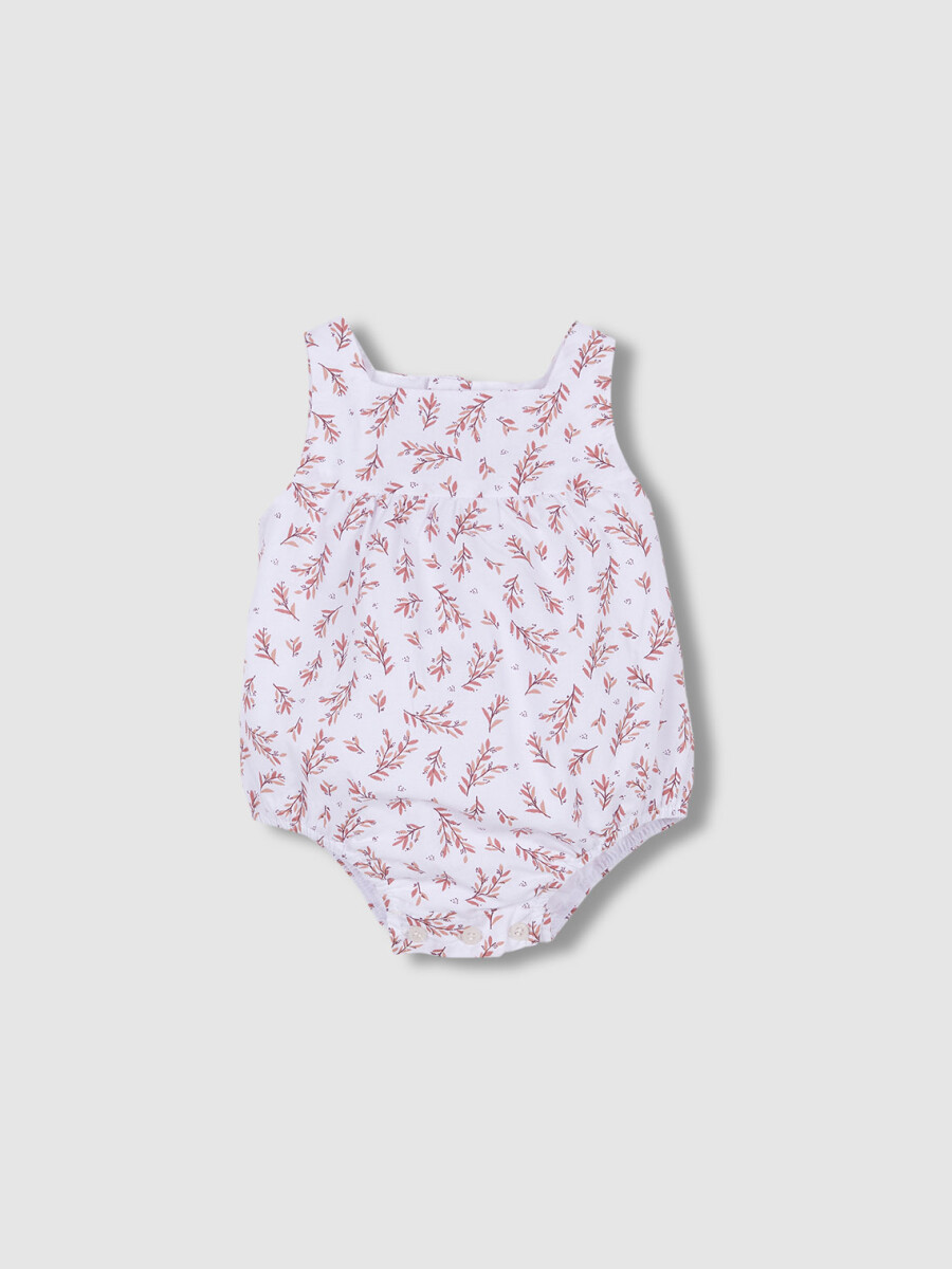 Ranita Estampado Hojitas Blanco