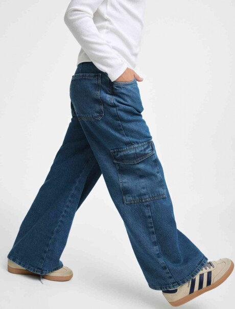PANTALONES VAQUEROS DE PIERNA ANCHA AZUL