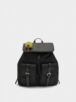 Mochila De Nylon Con Colgante negro