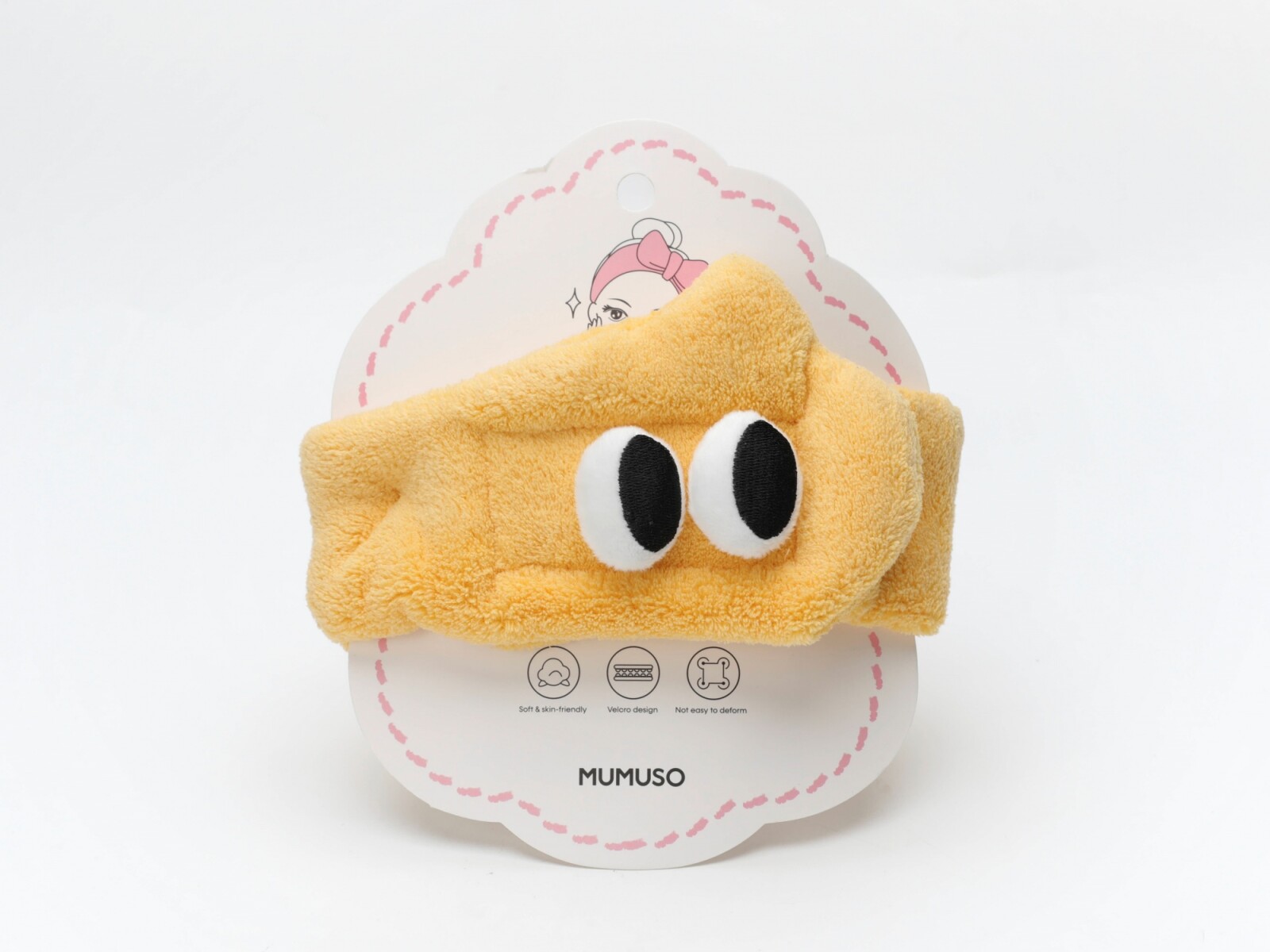 DIADEMA AJUSTABLE CON VELCRO Y OJOS GRANDES (AMARILLO) 