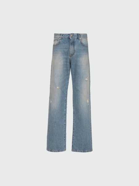 Balmain - Jean con efecto desgastado de corte holgado Azul