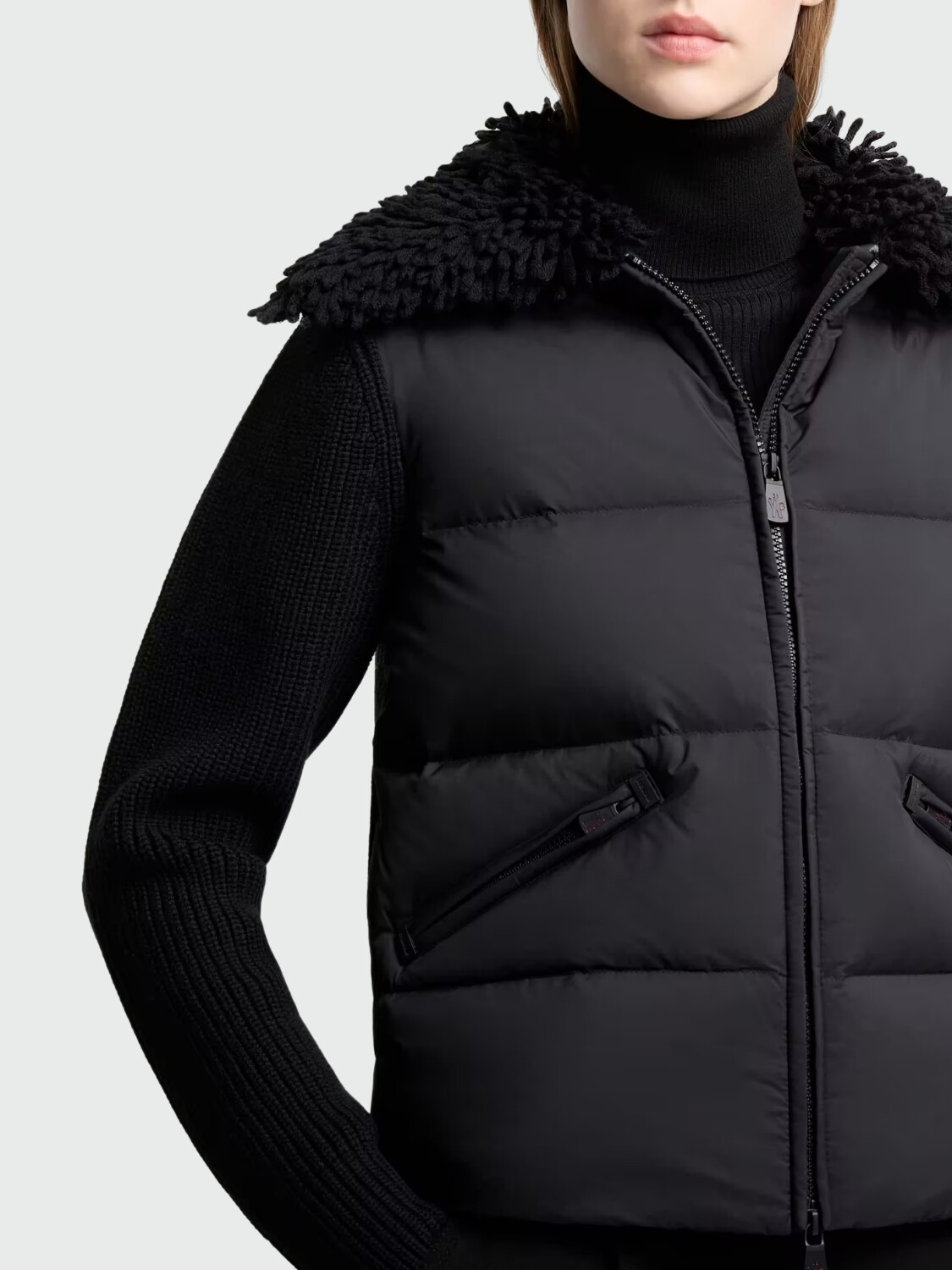 MONCLER - Cardigan Acolchado en Lana Tricot Blanco