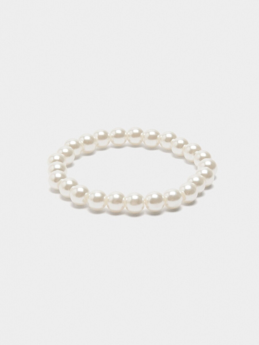 Pulsera Elástica De Perlas blanco
