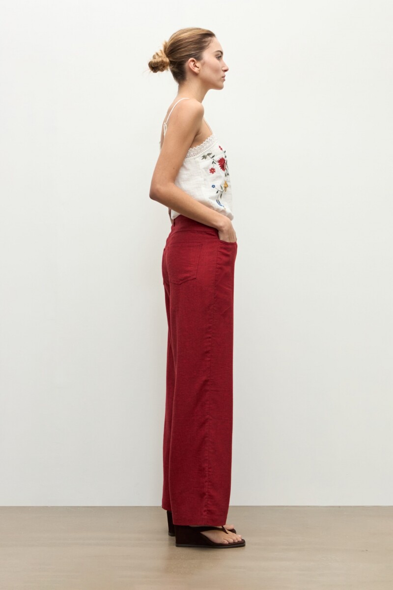 Pantalon Paulina lino carmesí