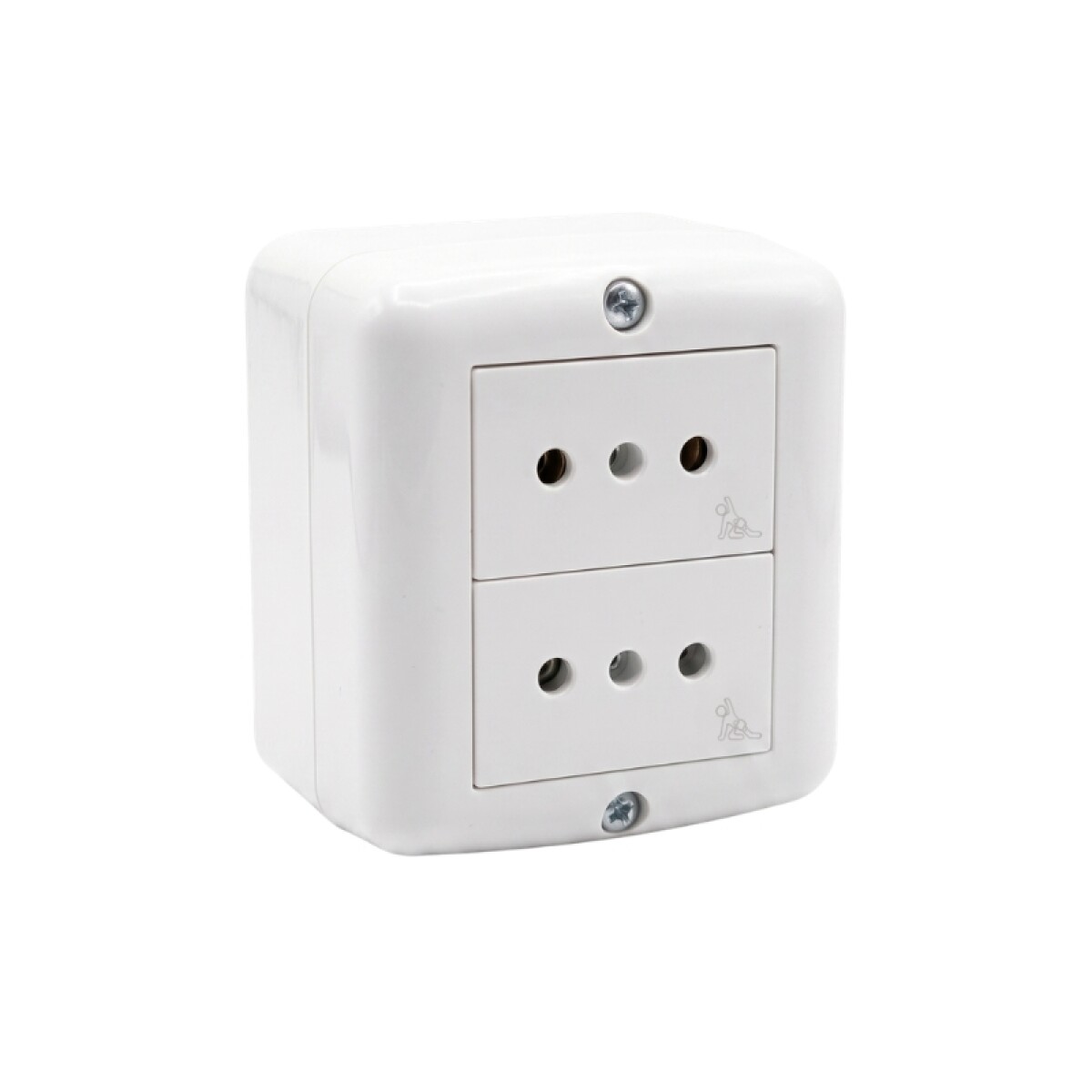Caja Exterior con 2 Tomas 2P+T Atenea Blanco 
