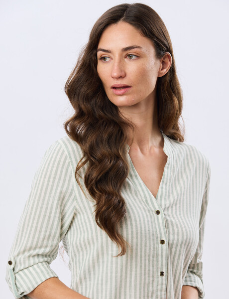 CAMISA DE LINO CUELLO MAO Menta