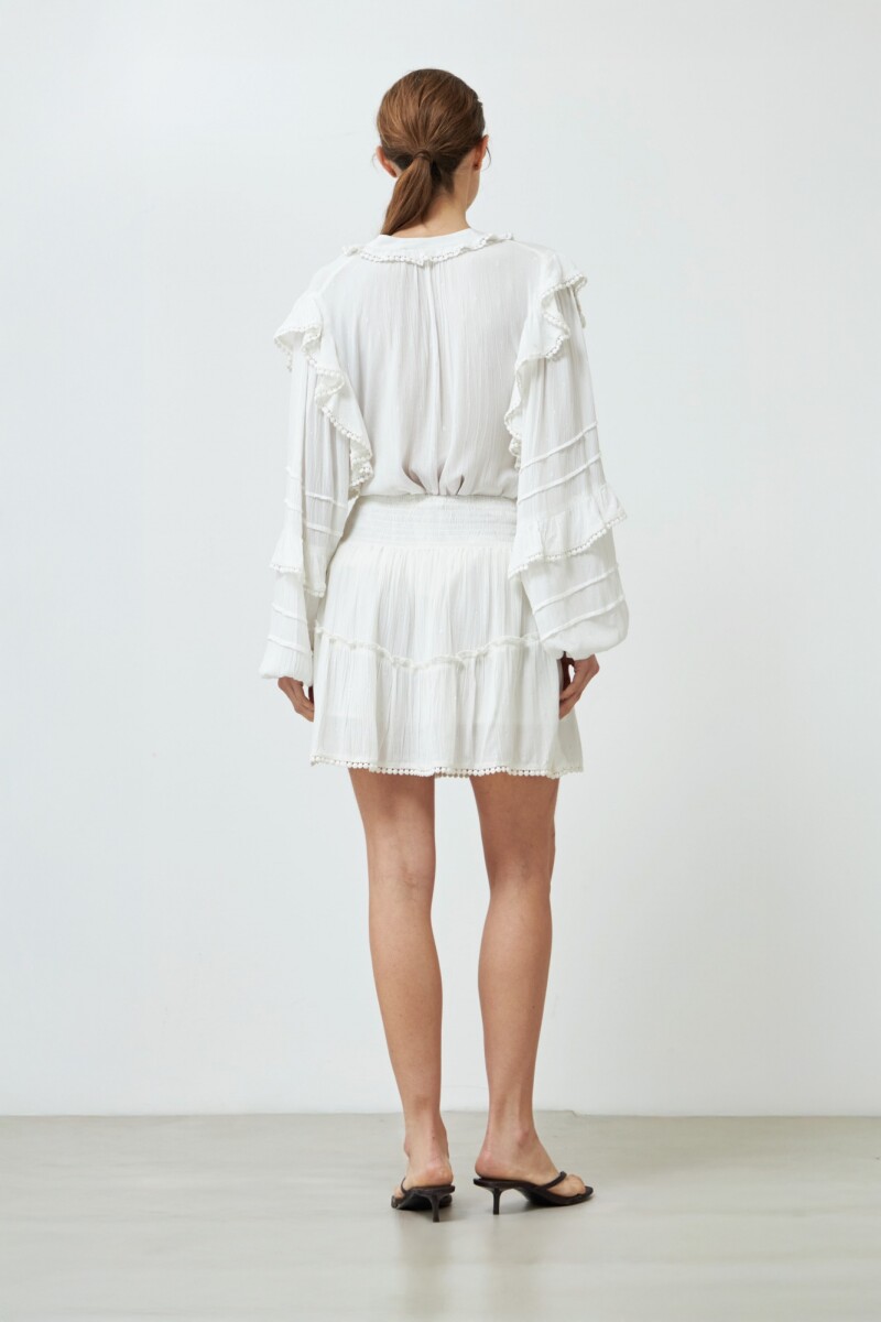 Falda bambula con volados crudo