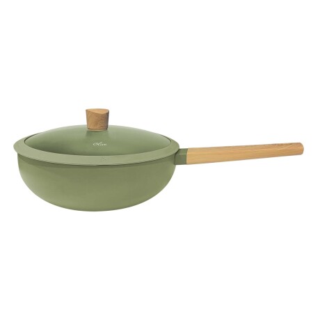 WOK C/ANTIADHERENTE Y TAPA OLI11 ALUMINIO VERDE OLIVA