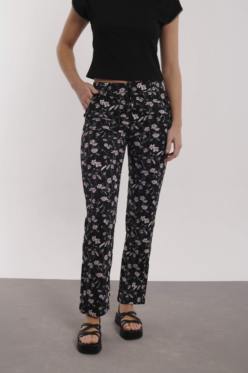 PANTALON LAURA - ESTAMPADO NEGRO Y ROSA 