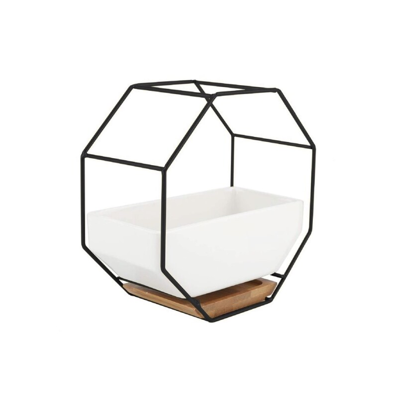 MACETA CERAMICA HEXAGONAL 18x9x18CM BLANCO/DORADO MACETA CERAMICA HEXAGONAL 18x9x18CM BLANCO/DORADO