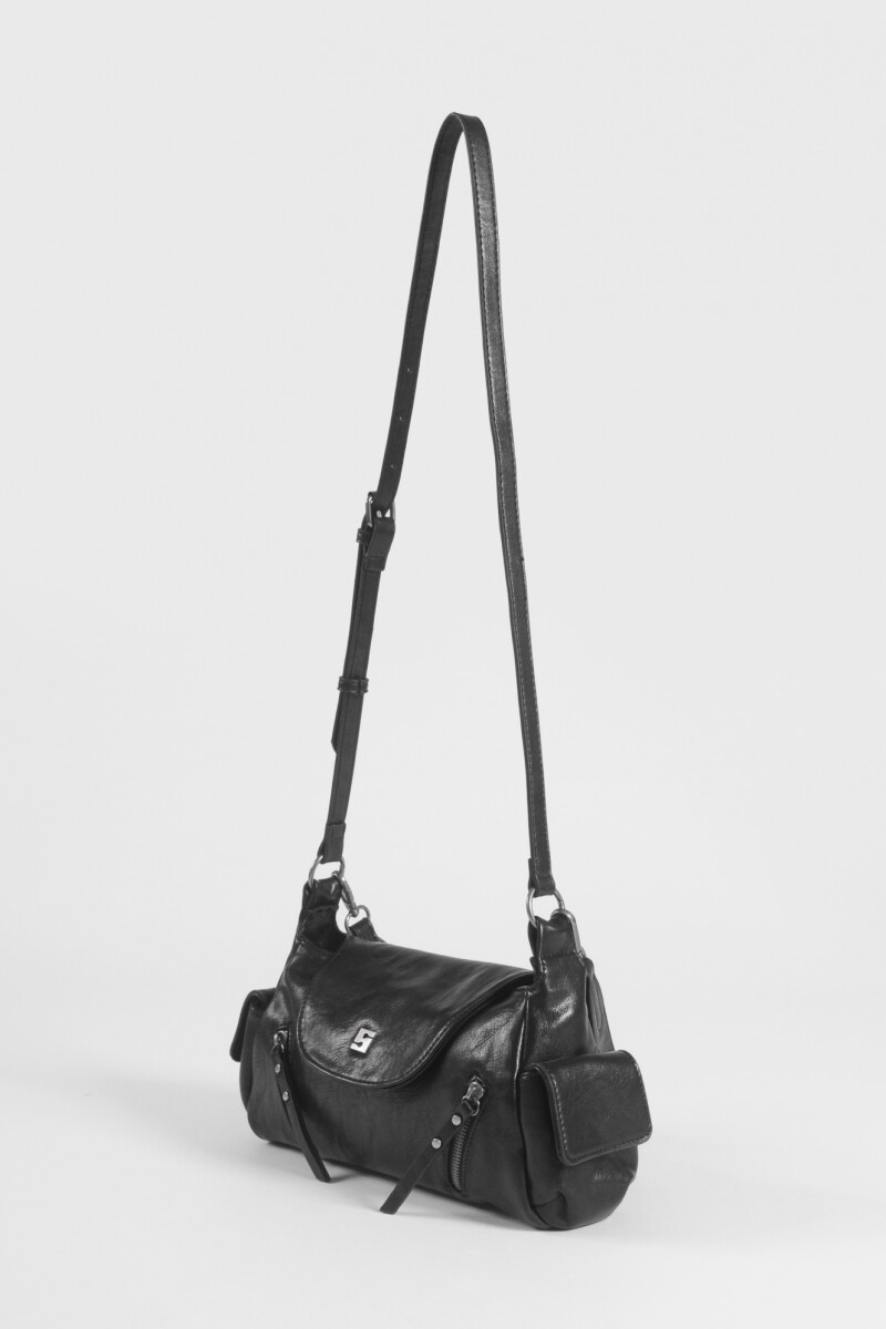 Bandolera con tapa y hebilla negro