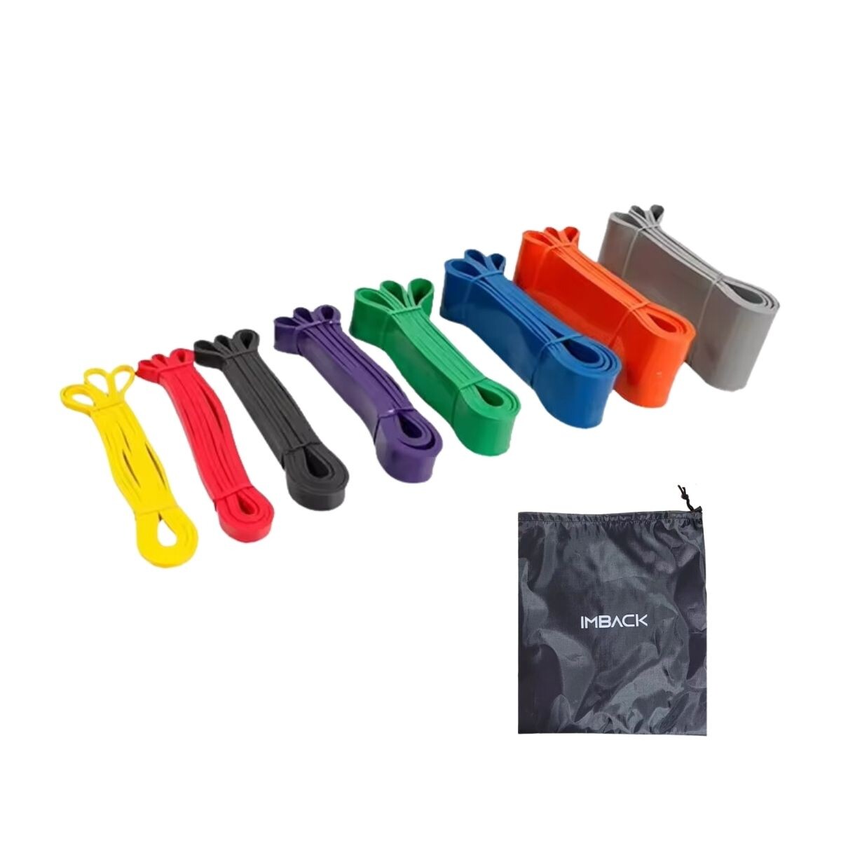 Set de Bandas Elásticas de Resistencia Dominadas 3,6 a 157 Kg + Bolso 