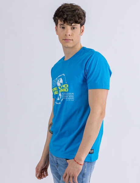 Camiseta en algodón estampada UFO Kind azul L