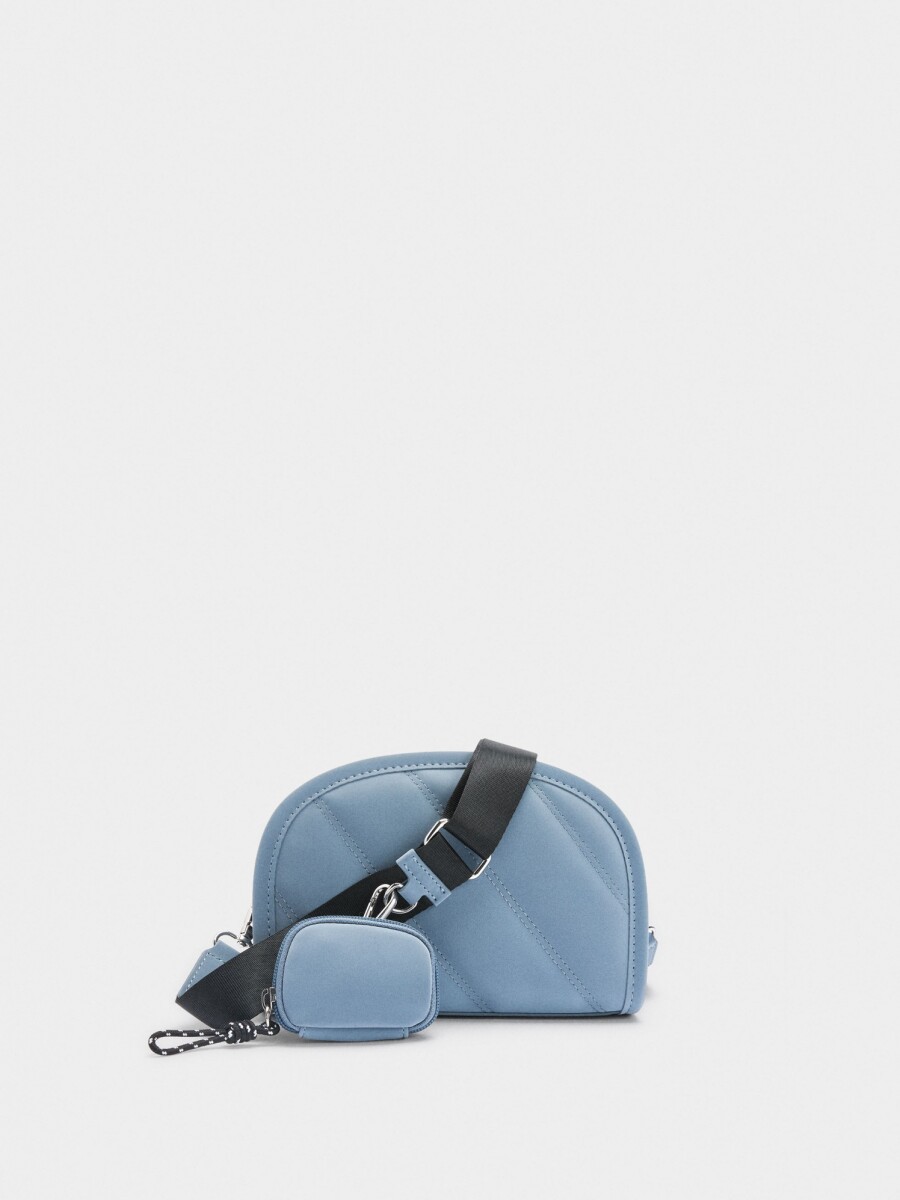 Bolso Bandolera Textura Suave Y Colgante azul