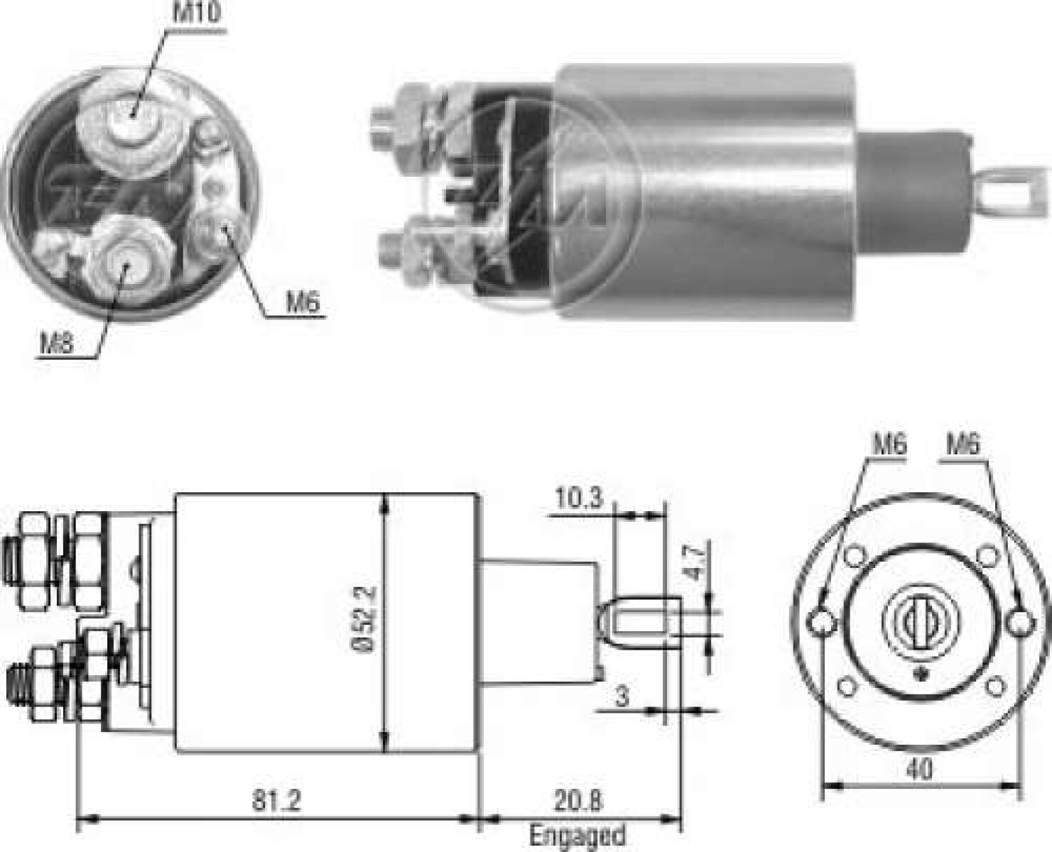 AUTOMATICO DE ARRANQUE - SOLENOID.12V LUCAS INDIEL CAMION FORD-VW ZM 