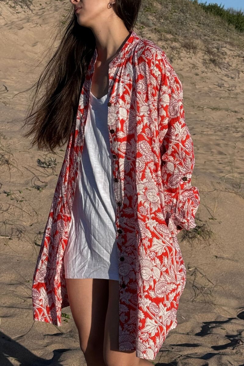 Camisa Cala Block Print Roja