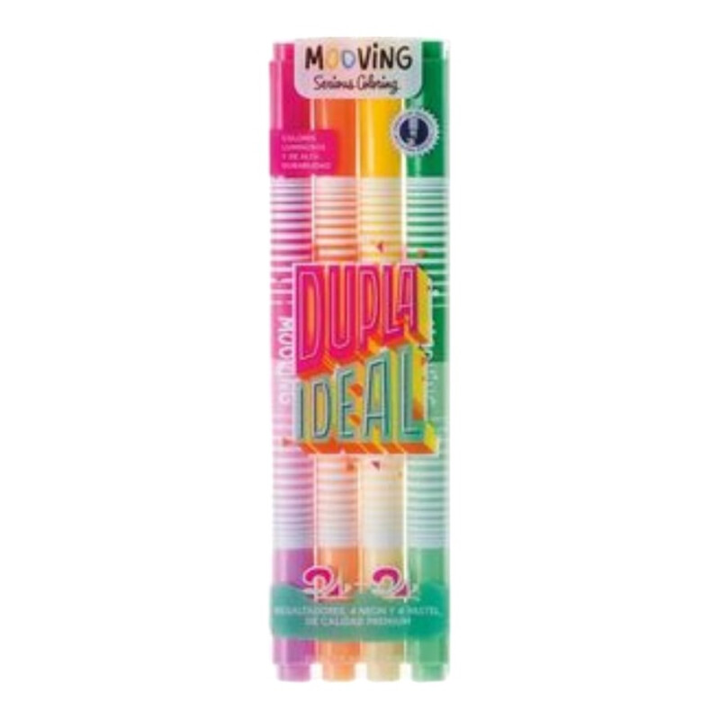 Marcadores Flúo Dúo x4 Mooving Marcadores Flúo Dúo x4 Mooving
