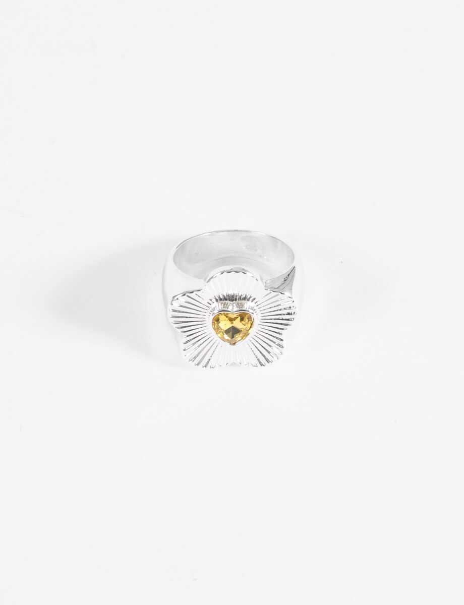 Anillo flor piedra - plateado 