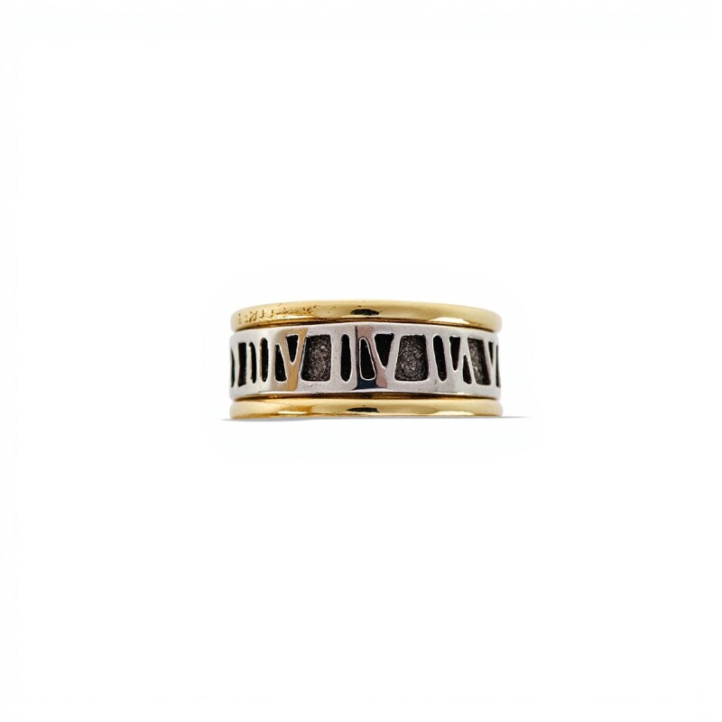 Anillo números romanos-Plata y Oro-Sin Piedra-AN5940 sinpiedra